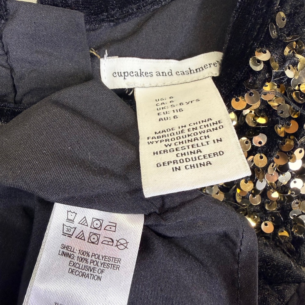 Sparkly Gold Sequin Velvet Shift Dress Sz 6 Cupcakes & Cashmere Holiday Festive - Picture 5 of 7